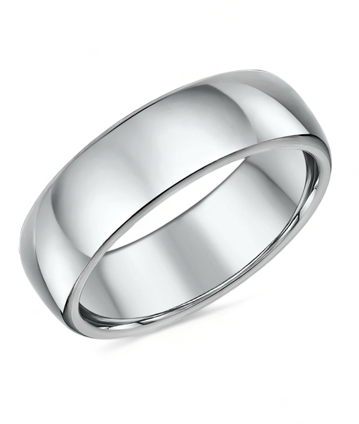 A thick silver ring band shiny polished 