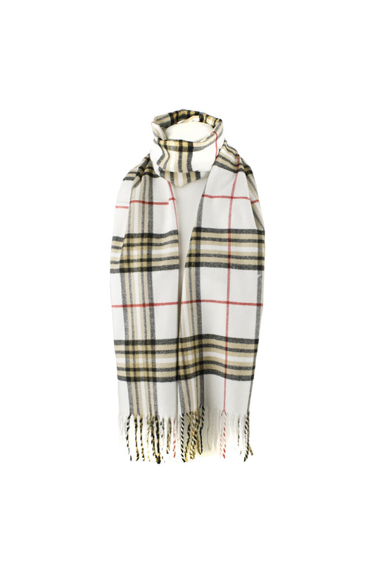 Checkered white tartan scarf