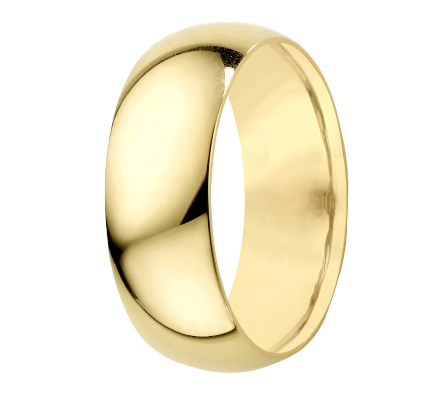 A thick gold ring band shiny polished 