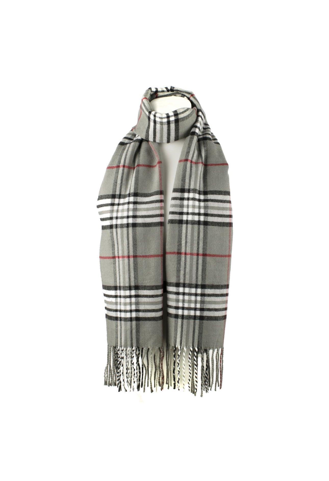 Checkered grey tartan scarf